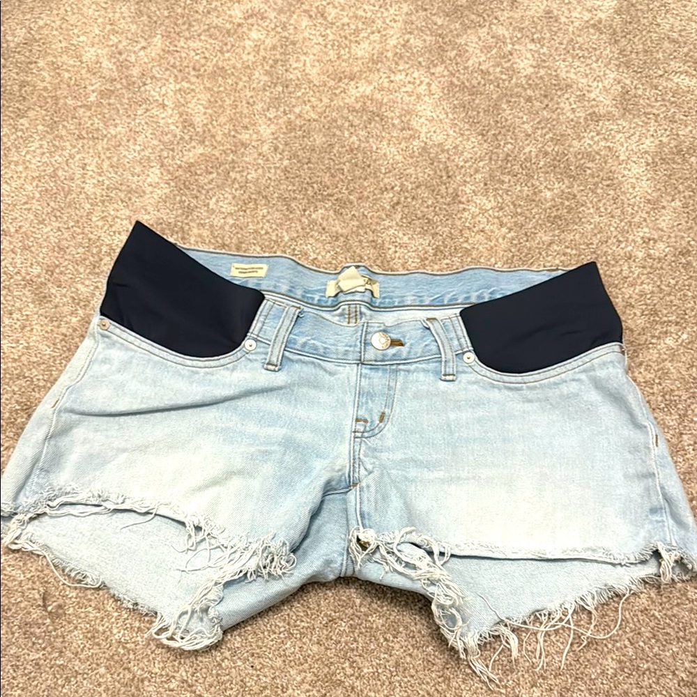 Madewell Light Blue Jean Shorts with Black Waistband